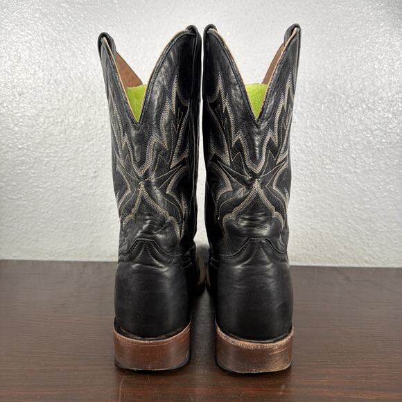 Stetson Black Blue Stitching Leather Square Toe Cowboy Boots Men’s Size 12 D main image 7